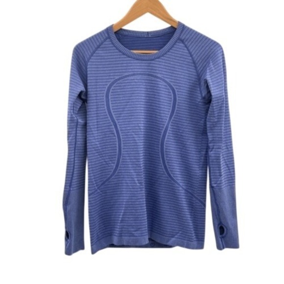 Lululemon Top Swiftly Tech Long Sleeve Women Size 10 Blue Long Sleeve Workout - Picture 1 of 13